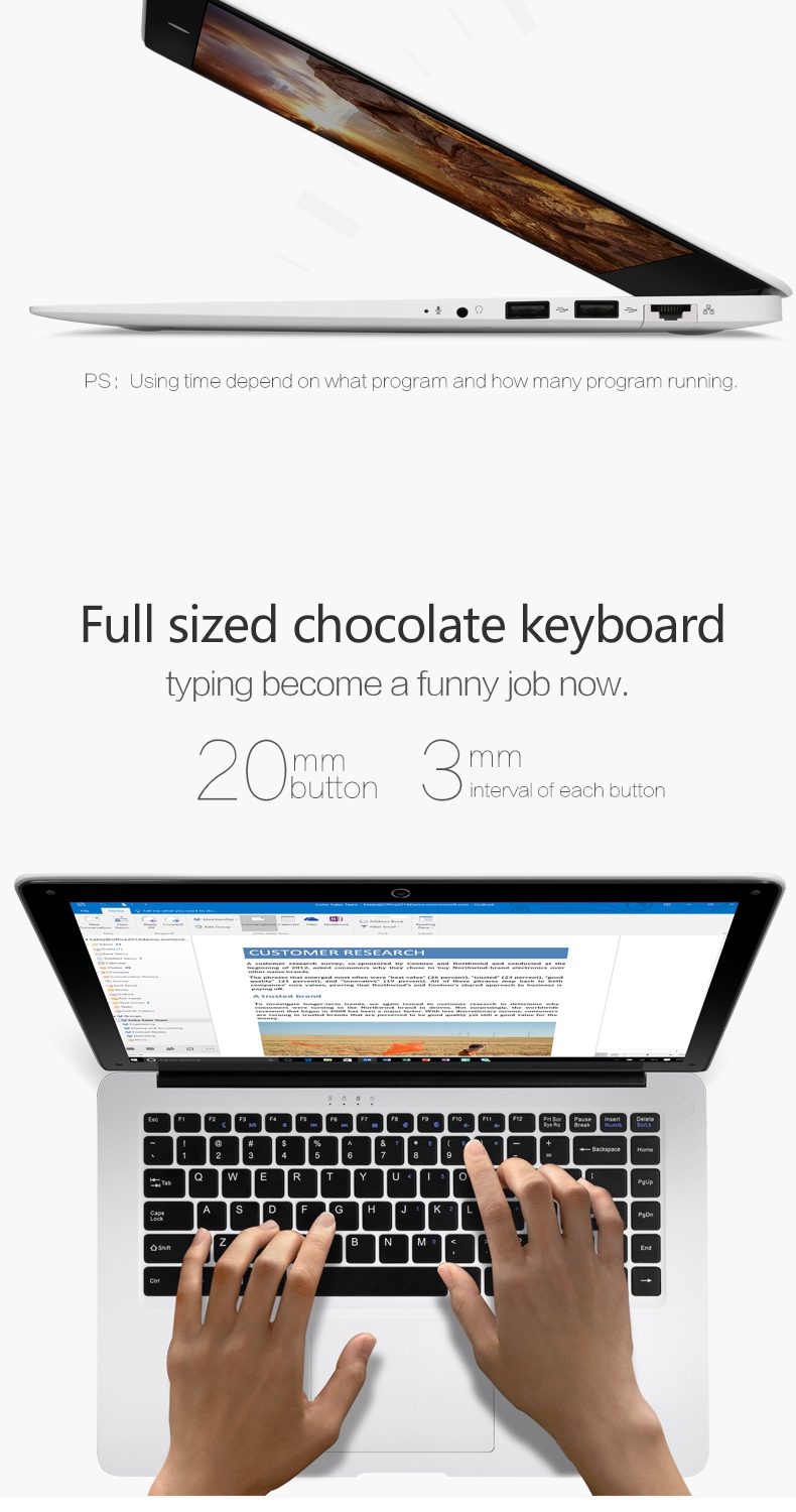 VOYO I3 Notebook Windows 10 Celeron N3350 14.1 Inch Quad Core MT6753 1.5GHz 4GB RAM 64GB ROM -