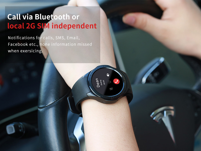 L1 GPS Bluetooth MTK2503 64MB RAM 128MB ROM 16GB TF Card SMS Reminder Siri Multi-mode Sports Smart Watch - Black