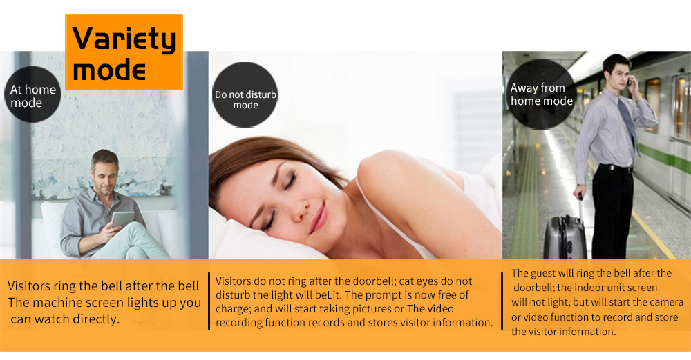 Danmini Q5 Security Door Bell 2.4inch Color Screen No Disturb Peephole Viewer PIR Motion Detection Video Recorder -Gold