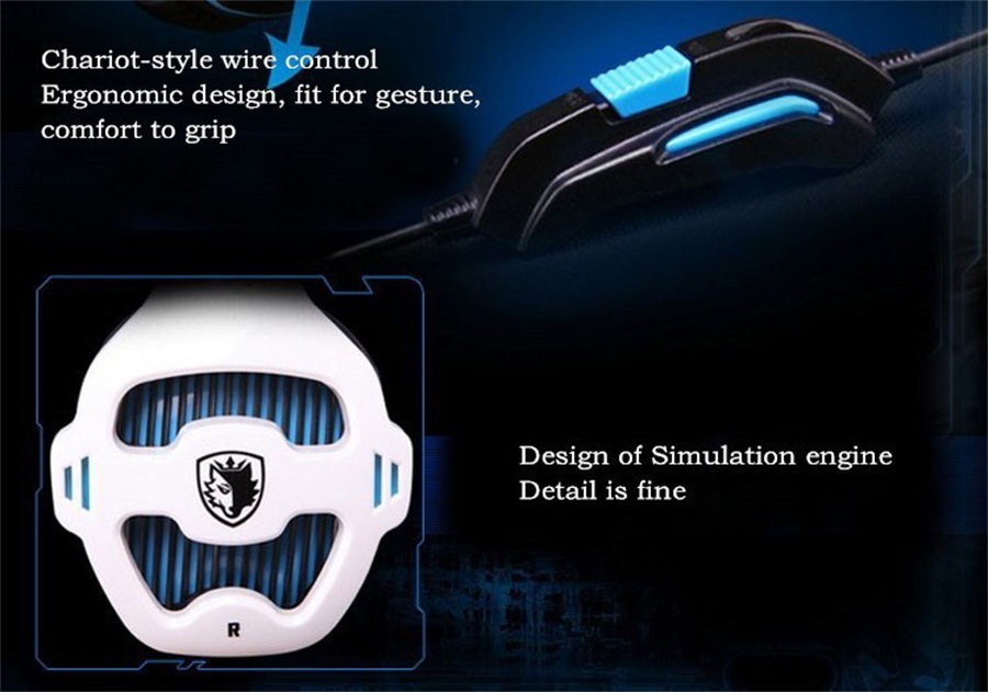 SADES SA-810 Gaming Headphones with Mic Stereo Bass Noise Canceling - Black + Blue