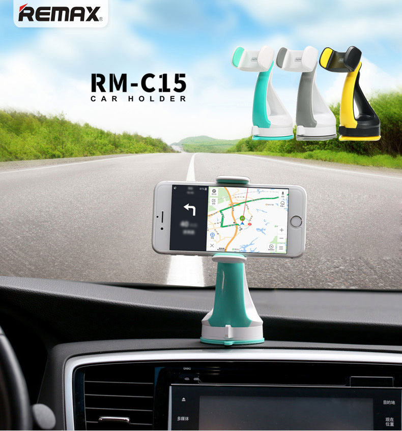 Remax RM-15 Universal Car Phone Holder 360 Degree Rotation Portable Sucking Disc Car Bracket - White + Blue