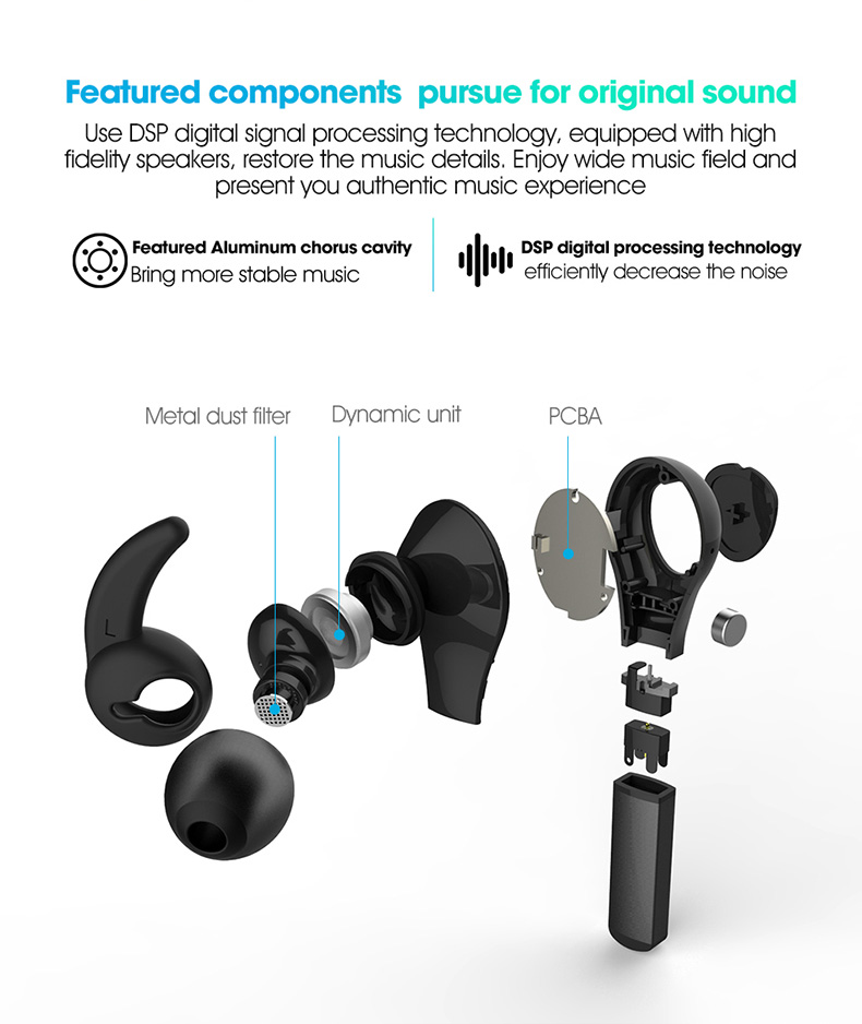 Syllable D9X Battery Plug-In Wireless Headphones with Metal Charge Case - Black