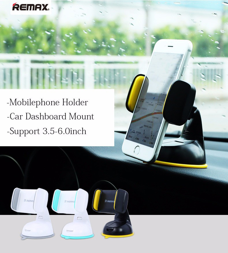 Remax RM-06 Sucking Disc Auto Clip Phone Car Mount Holder 360 Degree Rotation Bracket Stand for 3.5-6.0 Inch Phones - White + Grey