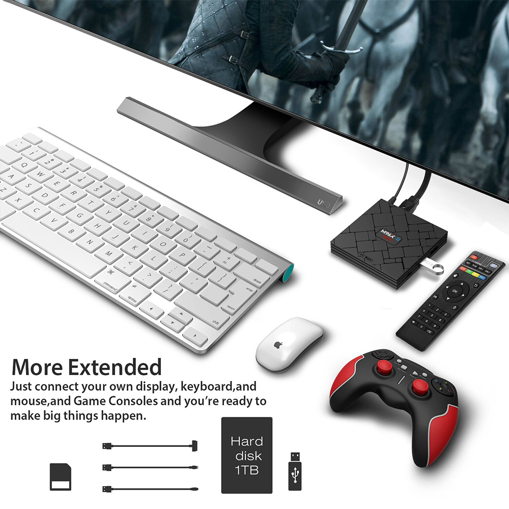 M96X-II MINI KODI 17.3 2GB/16GB Android 7.1 Amlogic S905X 4K TV BOX 802.11b/g/n LAN VP9 HDMI - Black