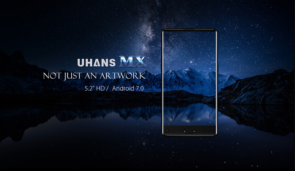 UHANS MX 5.2 Inch Smartphone HD Screen MTK6580 Quad Core 2GB RAM 16GB ROM 8.0MP Cam Android 7.0 Touch ID 3000mAh - Black