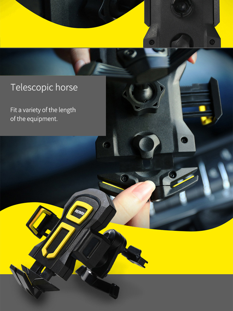 Remax RM-14 Universal Car Mobile Phone Holder 360 Degree Rotation Air Vent Car Mount - Black + Yellow
