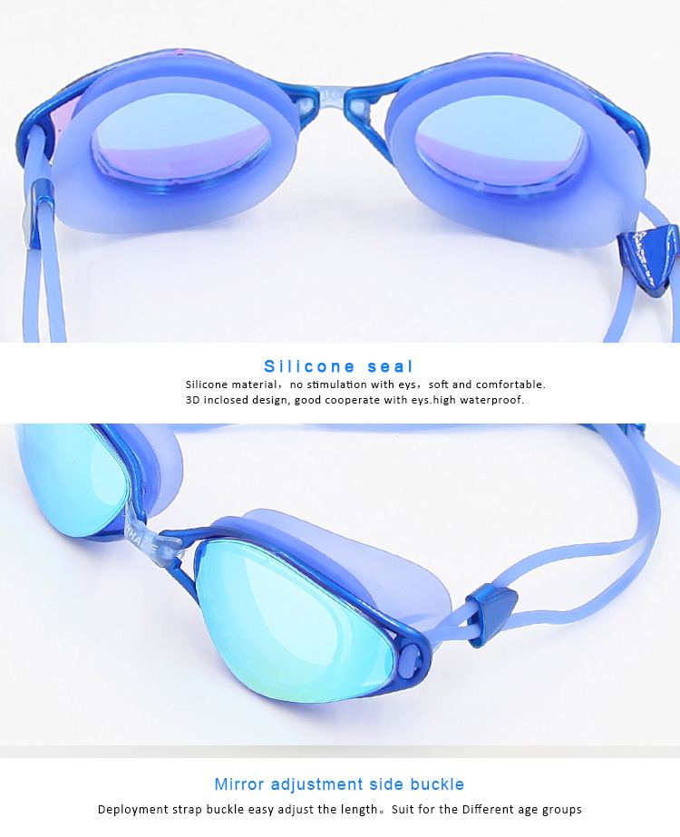 WHALE Swimming Goggles Soft Durable Silicone Anti-Fog Swimming Glasses for Adult - Blue