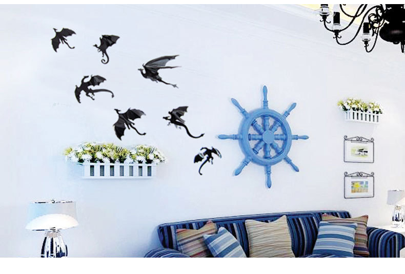 7PCS Halloween Dragon 3D Wall Sticker Waterproof Removeable Stick Art Mural Claw Sticker Home Decor