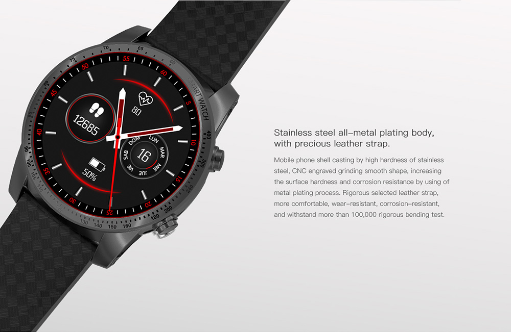 ALLCALL W1 3G Smartwatch Phone Android 5.1 MTK6580 Quad Core 1.3GHz 2GB RAM 16GB ROM GPS Bluetooth 4.0 - Tarnish