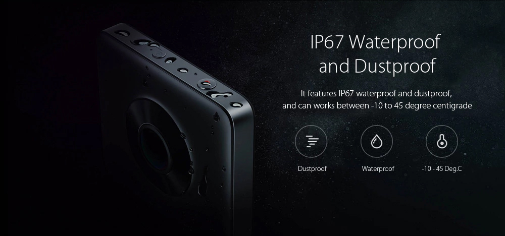 Xiaomi Mijia 360 Panoramic Camera Ambarella A12 Sony IMX206 1/2.3 CMOS Sensor 23.88MP 3.5K Video 6-axis EIS IP67 - Black