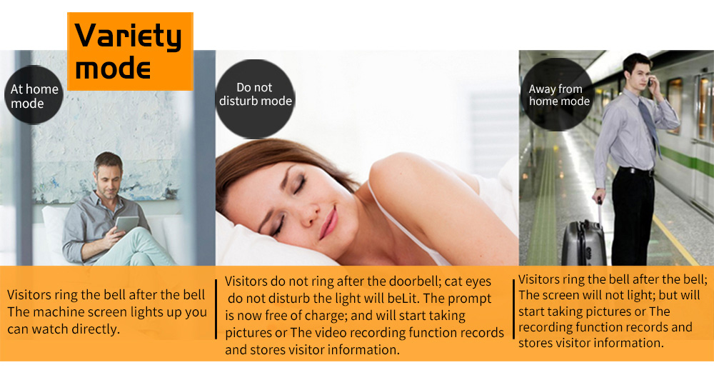 Danmini W5 Security Door Bell 2.4inch Digital Color Screen No Disturb Peephole Viewer 2MP Video Recorder -Gold