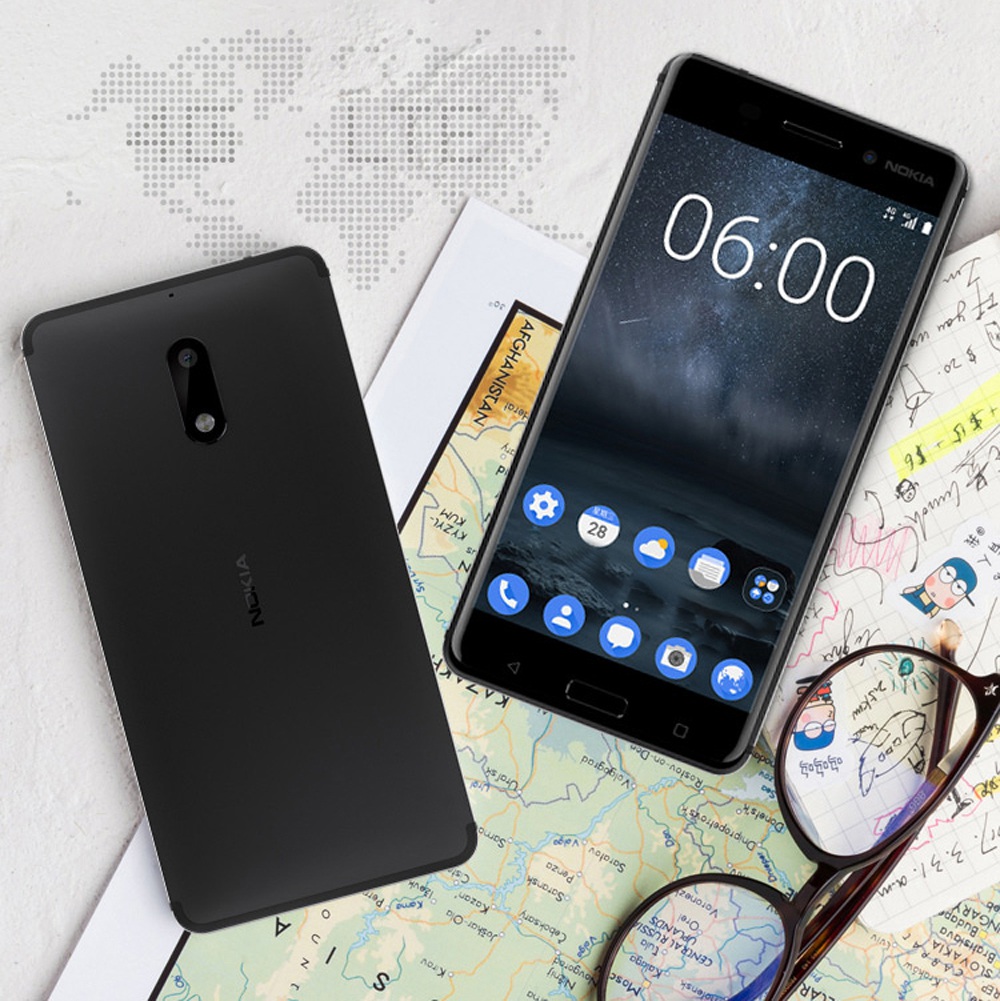 Nokia 6 5.5 Inch 4G LTE Smartphone 4GB RAM 64GB ROM Snapdragon 430 Octa Core 16.0MP + 8.0MP Cam Android 7.0 Touch ID Fast Charge - Silver
