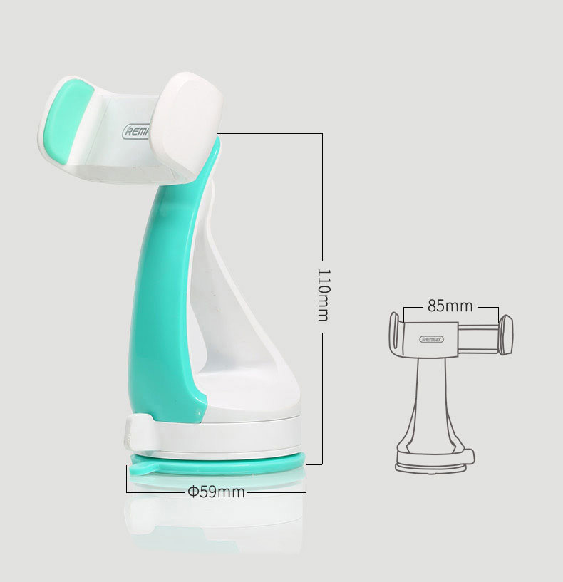 Remax RM-15 Universal Car Phone Holder 360 Degree Rotation Portable Sucking Disc Car Bracket - White + Blue