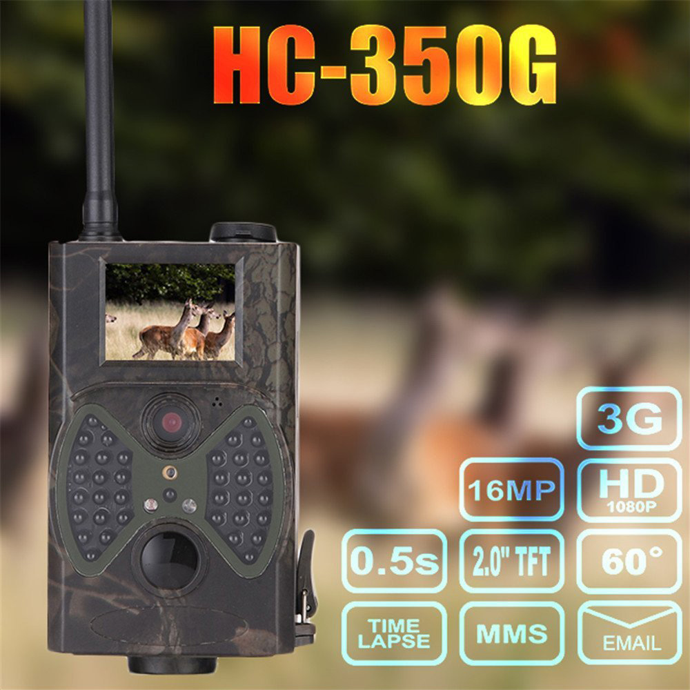 HC-350G Trail Camera 2.0 Inch Color LCD 3G MMS GPRS Wildlife Camera 16MP 1080P Infrared Night Vision European - Camouflage