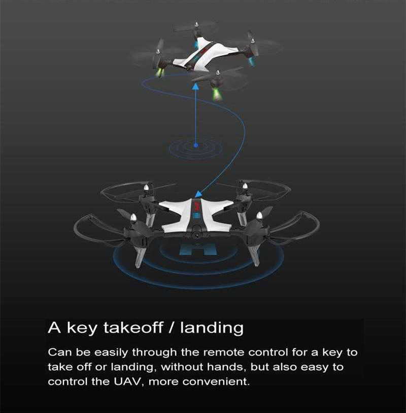 XIANGYU XY017HW WIFI FPV Foldable Arm Drone with 2MP Wide Angle Camera High Hold Mode RC Quadcopter RTF - Black