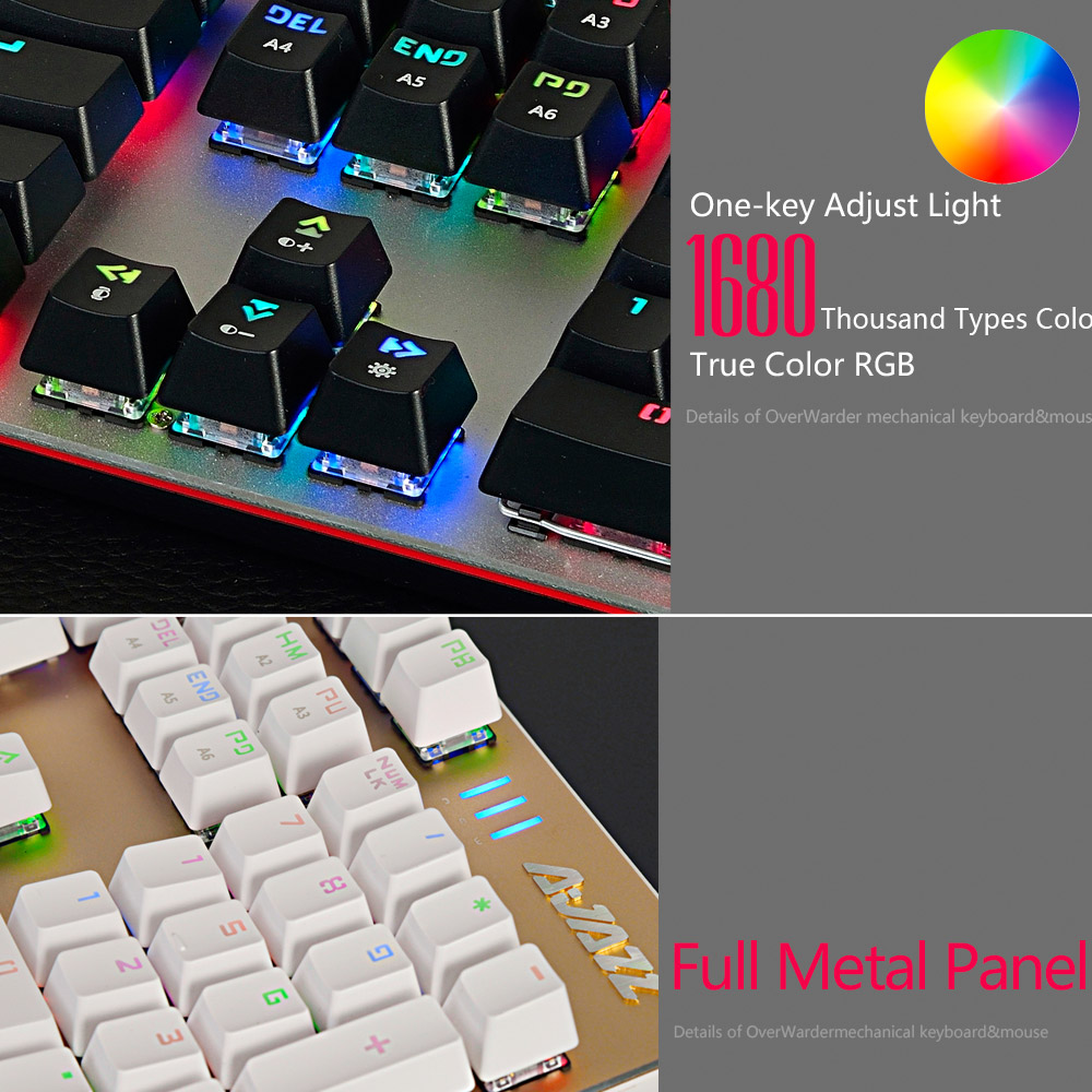 Ajazz Wired Mechanical Keyboard + Gaming Mouse Set RGB Black Switch 104 Keys - Black