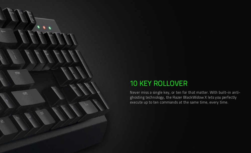 Razer BlackWidow X Standard Wired Gaming Mechanical Keyboard 104 Keys US Layout Razer Green Switch - Black