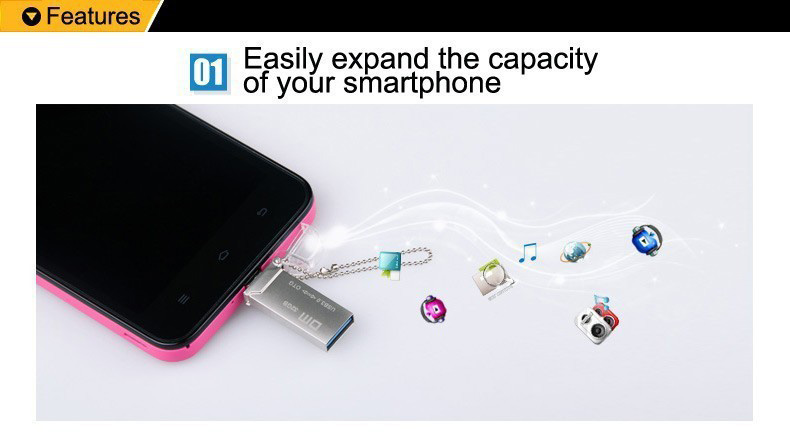 DM PD009 OTG USB 3.0 Micro USB 16GB USB Flash Drive - Silver