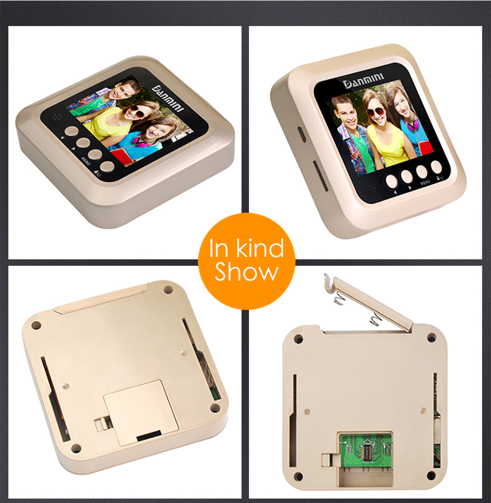 Danmini Q5 Security Door Bell 2.4inch Color Screen No Disturb Peephole Viewer PIR Motion Detection Video Recorder -Gold