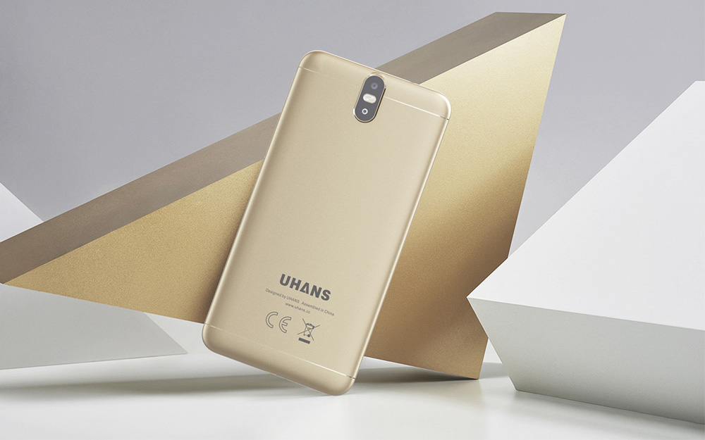 UHANS Max 2 6.44 Inch Smartphone Four Cameras 4GB 64GB FHD Screen MT6750T Octa Core Android 7.0 Touch ID 4300mAh - Gold