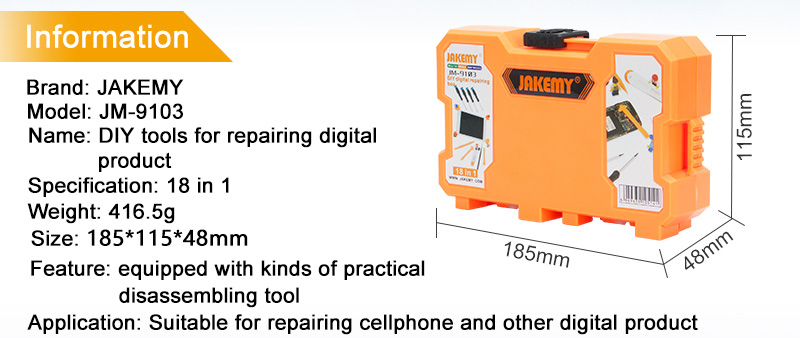 JAKEMY JM-9103 18 in 1 Multi-function Screwdriver Set