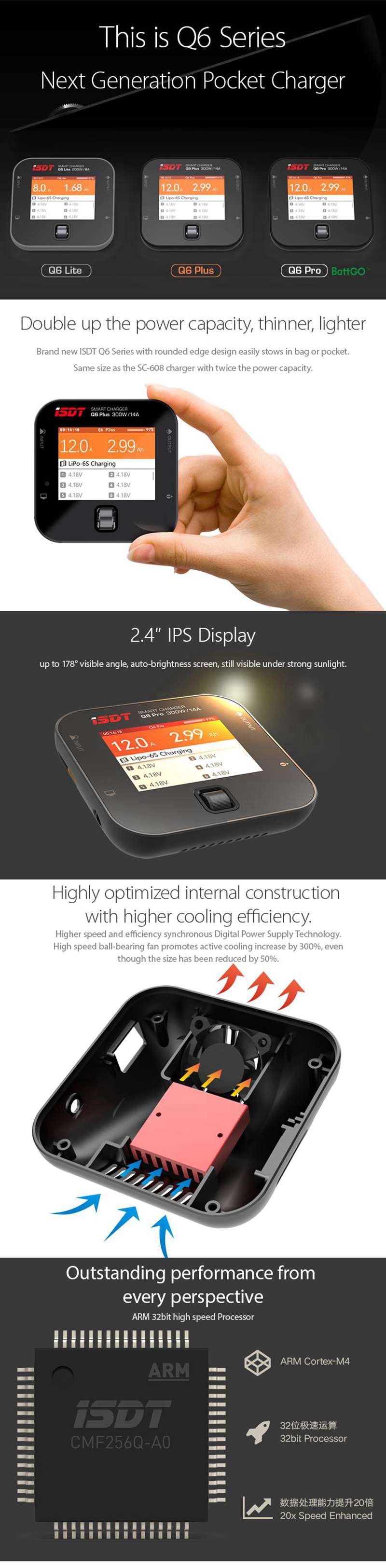 ISDT Q6 Lite Mini Pocket Battery Balance Charger 200W 8A for 2-6S Lipo Battery - Gray