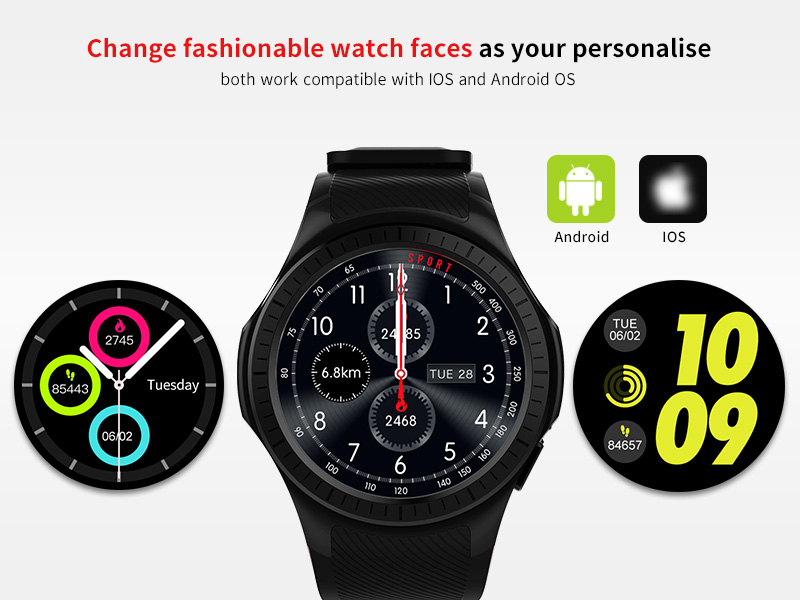 L1 GPS Bluetooth MTK2503 64MB RAM 128MB ROM 16GB TF Card SMS Reminder Siri Multi-mode Sports Smart Watch - Black
