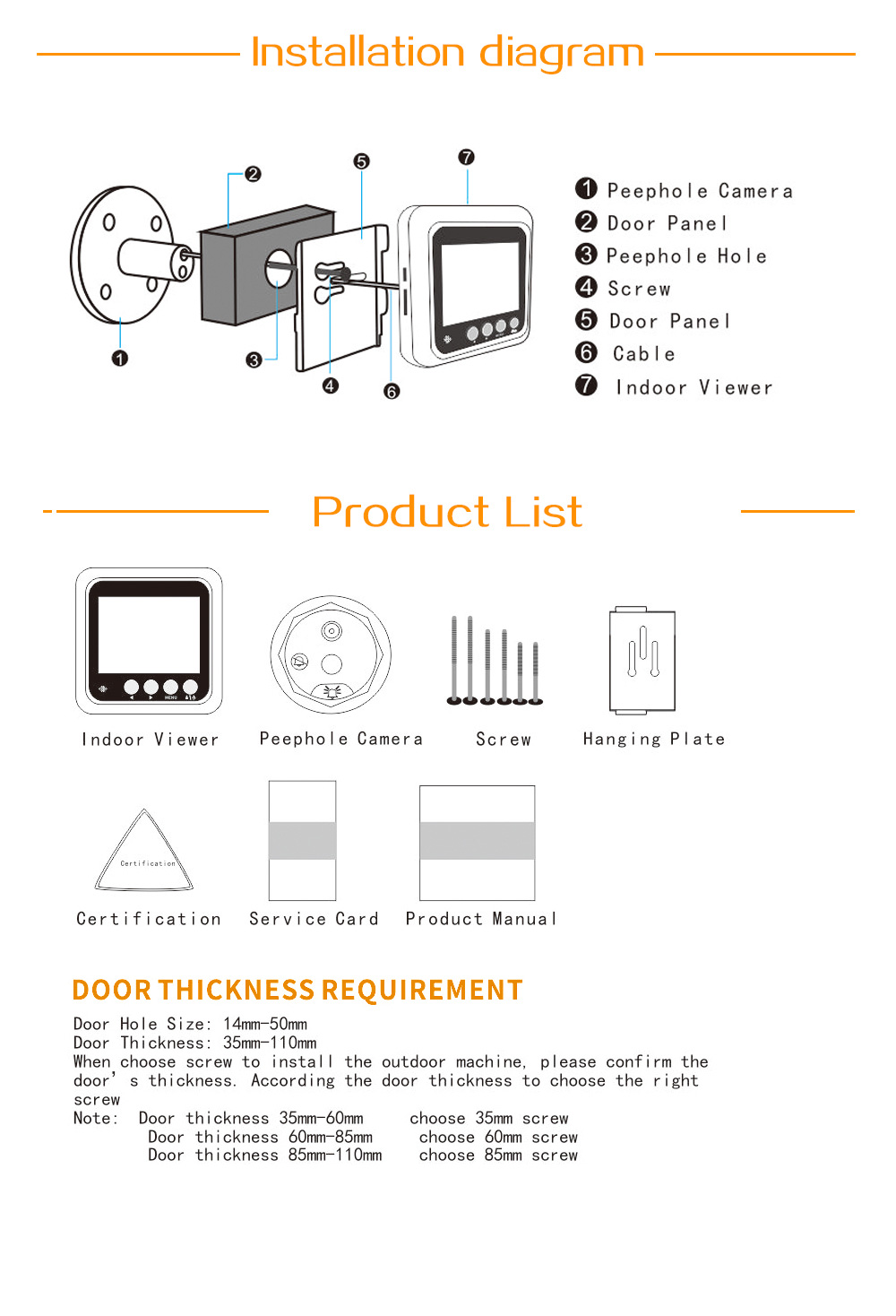 Danmini W5 Security Door Bell 2.4inch Digital Color Screen No Disturb Peephole Viewer 2MP Video Recorder -Gold