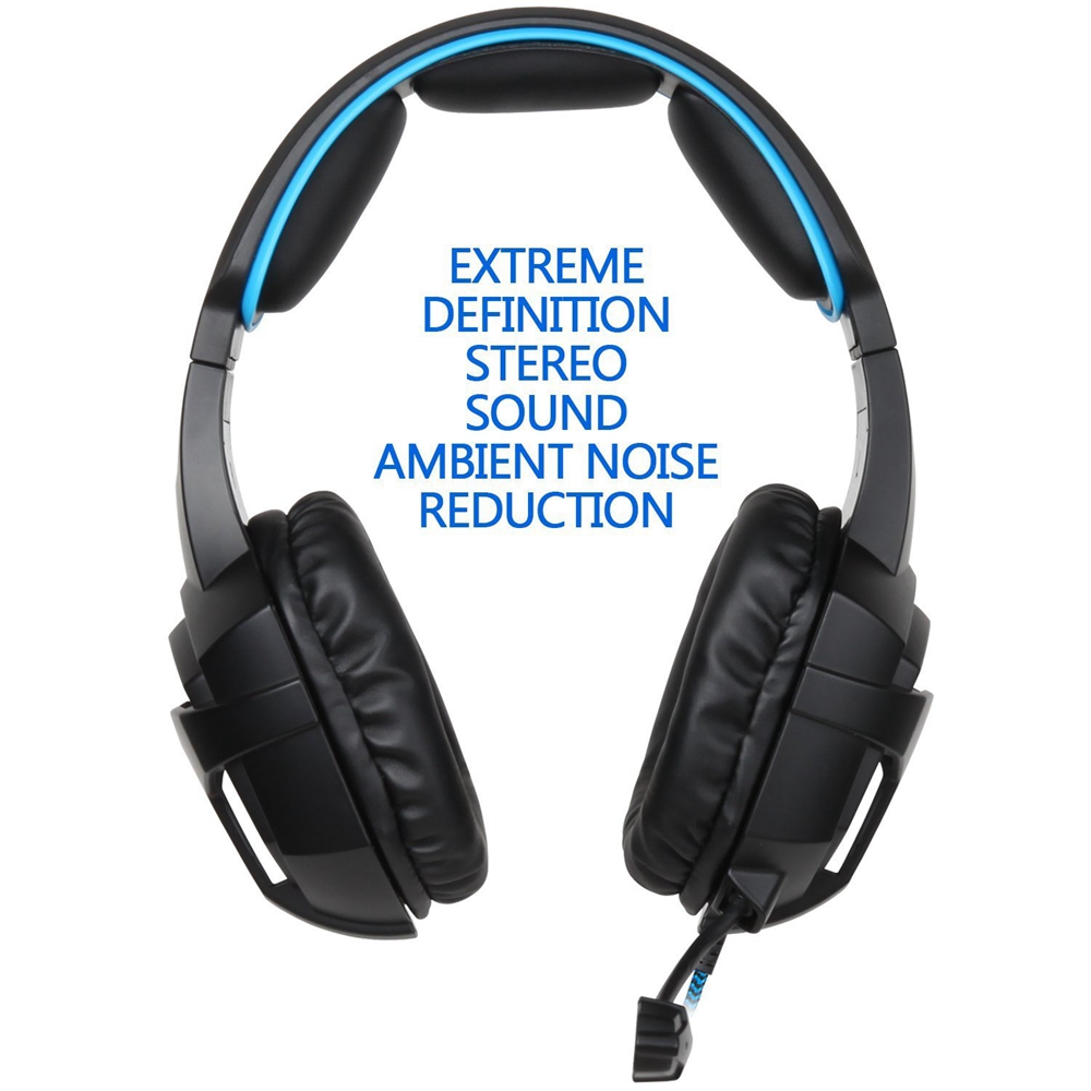 SADES SA-807 Gaming Headphones with Mic Noise Cancelling On-cord Control - Black + Blue