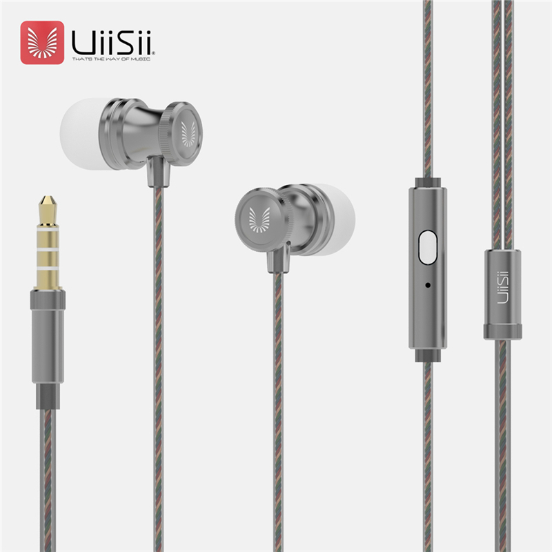 UIISII US80 In-ear Metal Earphones with Mic Stereo Bass 3.5mm Jack - Pink