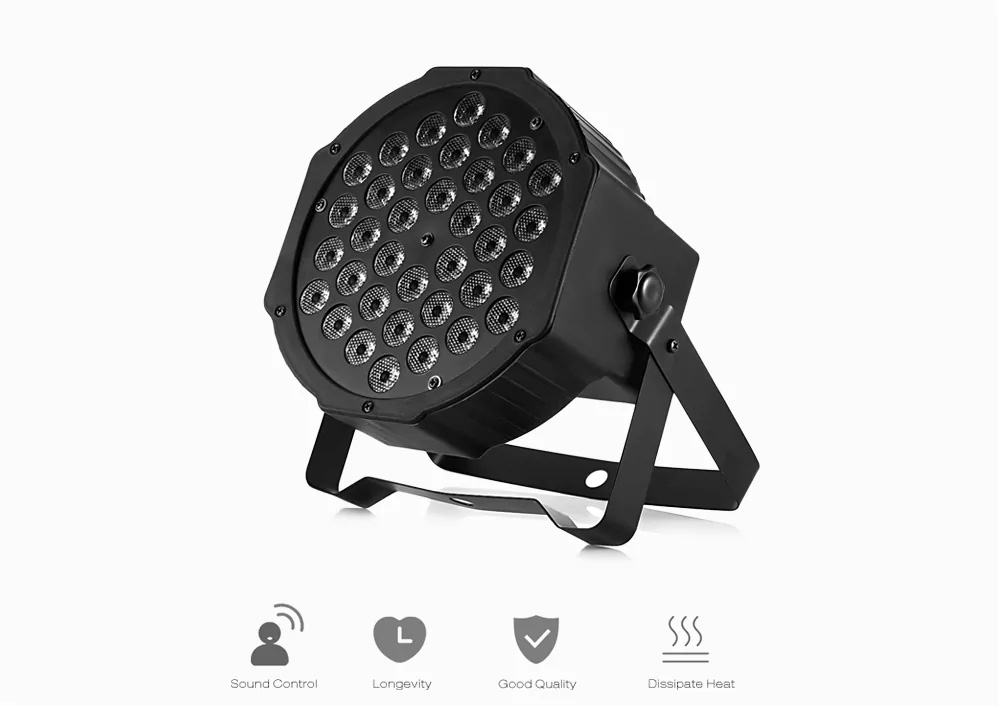 36W RGB LED Backlight Stage Lamp Decoration Night Light Flat Par Light for Party -Black