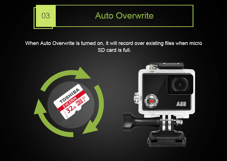 AEE LYFE SHADOW Ambarella A12 Sony IMX078 Diving Action Camera 4K 30FPS WiFi 140 Degree Wide Angle 1050mAh - Black