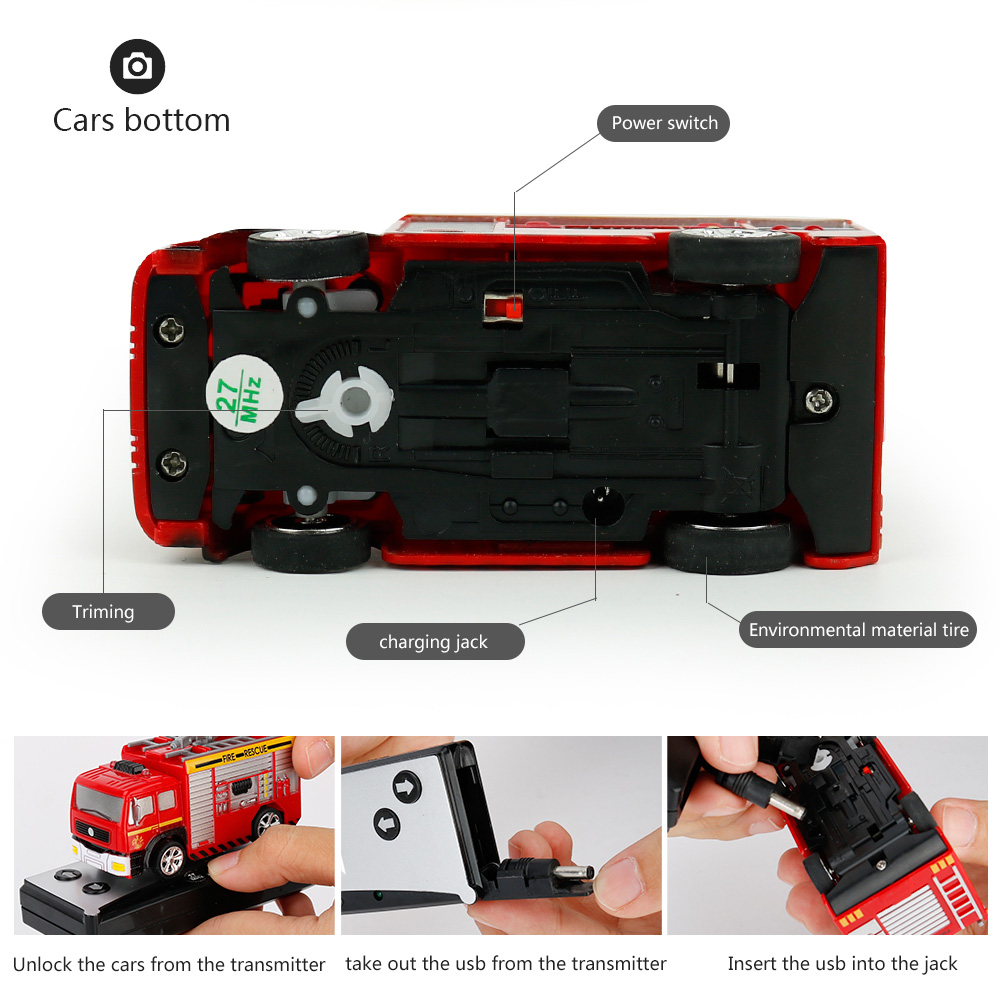 Shenqiwei 8027 40MHZ 1:58 Mini Ladder Fire Engine RC Car - RTR