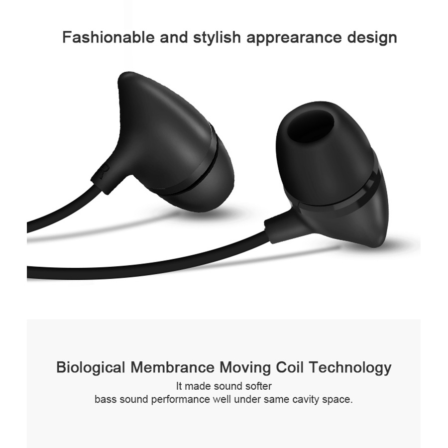 UIISII C100 In-ear Wired Earphones with Mic HIFI Heavy Bass Stereo - White