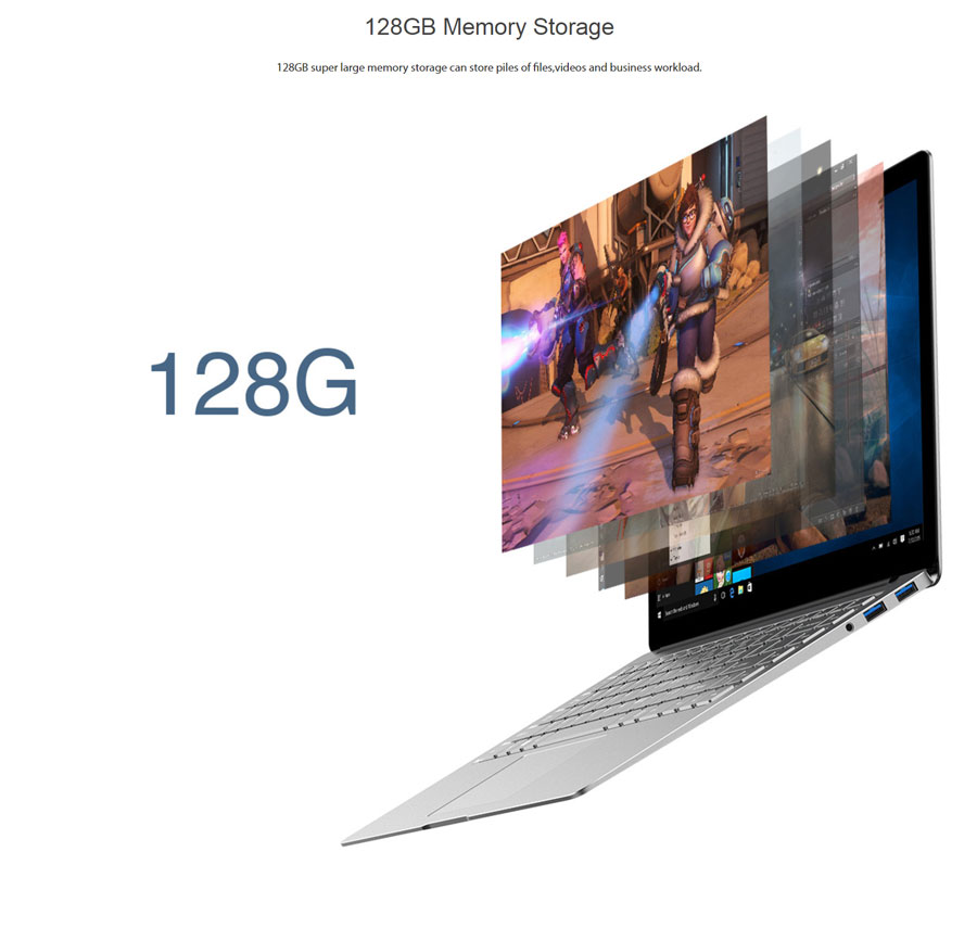 Chuwi Lapbook Air 14.1" Notebook Intel Celeron N3450 2.2GHz Quad Core 8GB 128GB N3450 Silver Windows 10 Home - Silver