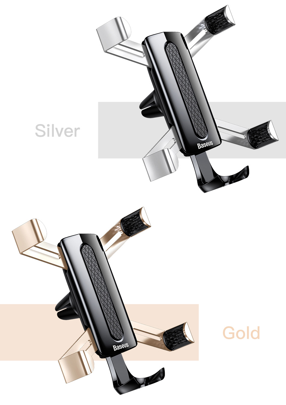 Baseus Gravity Car Phone Holder Bracket Car Air Vent Mount Holder - Black