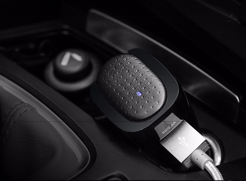 Benks 2 in 1 Car Charger Dual USB With Wireless Bluetooth 4.1 Earphone Headphone 5V 2.4A Fast Charging Car Adapter - Black