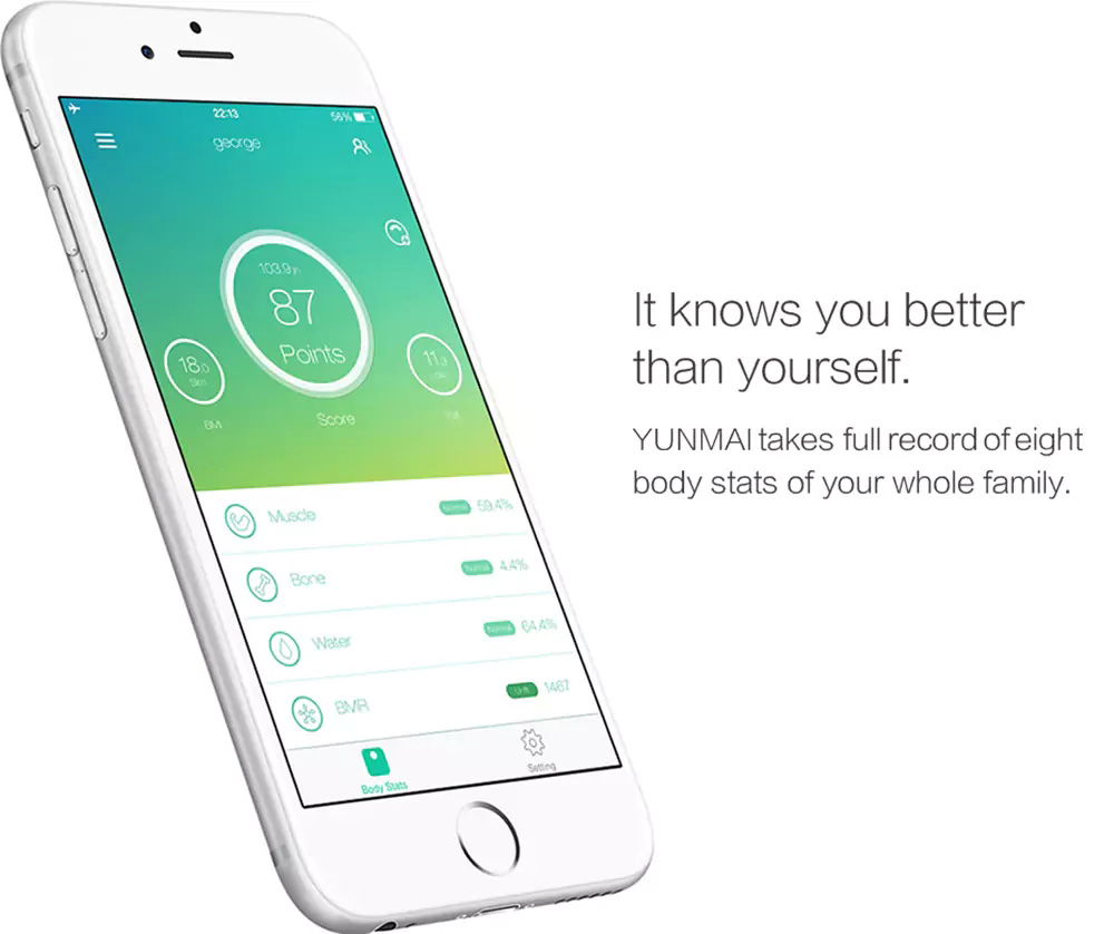 YUNMAI Premium M1301 Smart Body Fat Scale Bluetooth 4.0 APP Control Body Composition Monitor -White