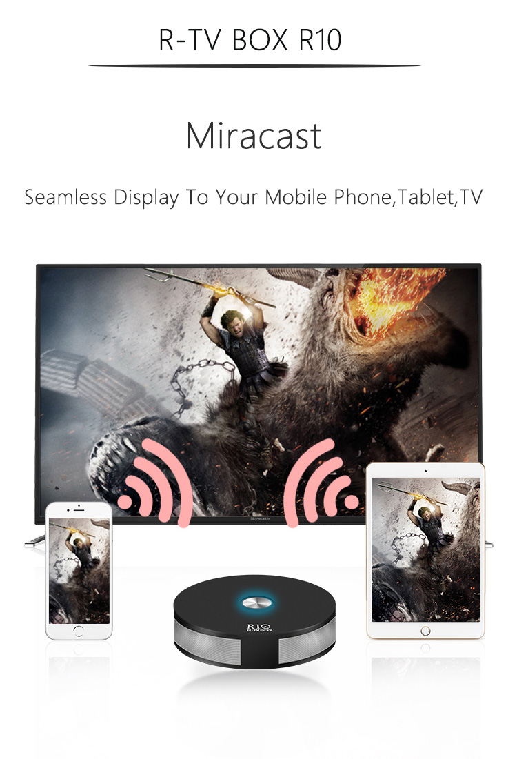 R-TV BOX R10 Android 7.1.2 4GB/32GB KODI 17.4 RK3328 4K TV BOX 802.11AC WIFI 1000M LAN VP9 HDMI Bluetooth USB3.0 - Black