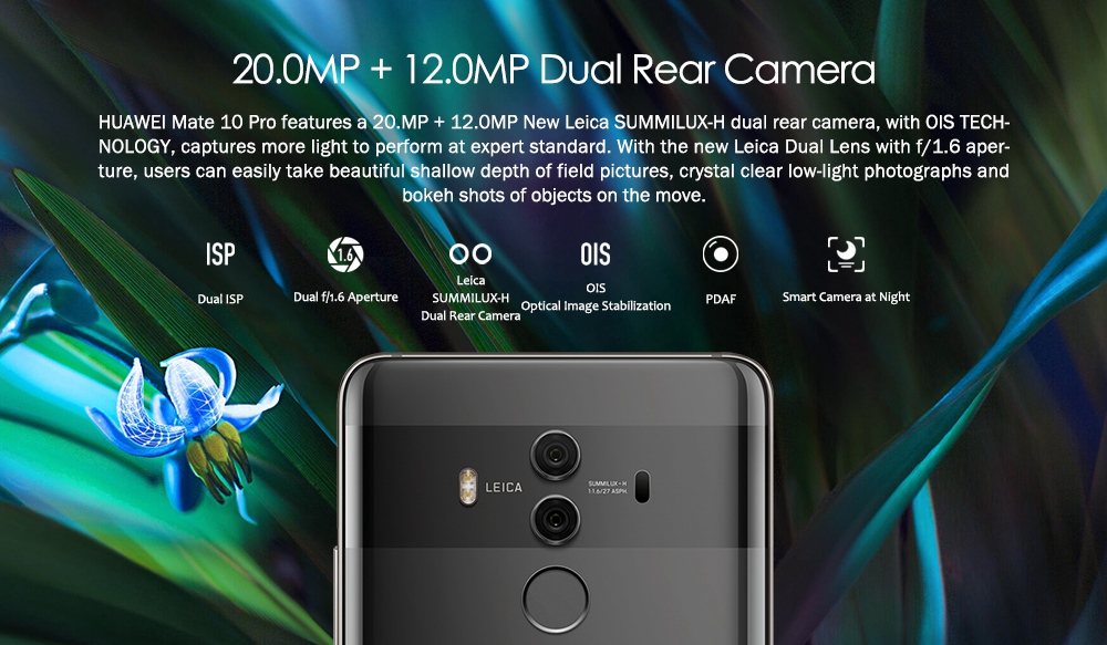 HUAWEI Mate 10 Pro 6.0 Inch Smartphone 2K OLED Full Screen Android 8.0 6GB 64GB Kirin 970 20.0MP + 12.0MP Dual Rear Cam 4000mAh Four-sided Curved Glass Body - Rose Gold