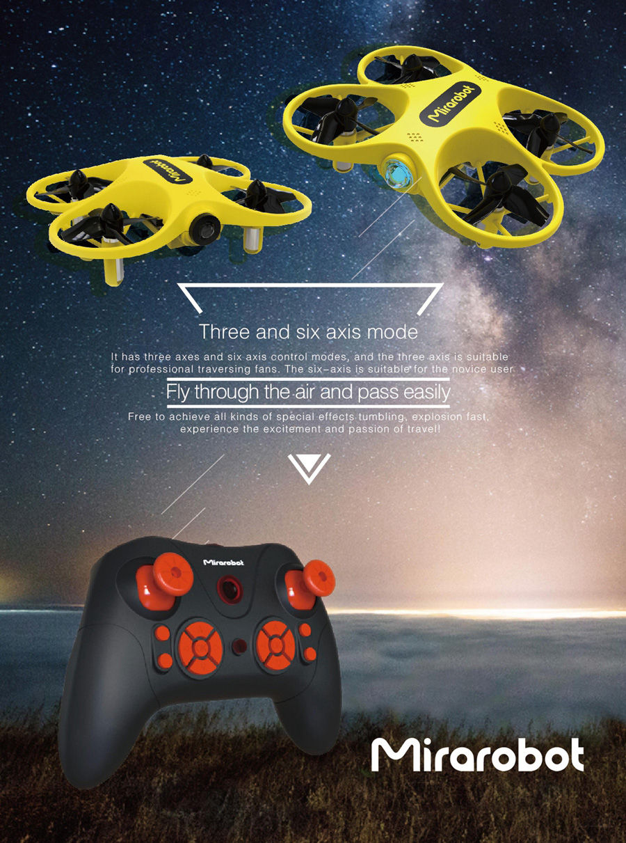 Mirarobot S60 Micro FPV Racing Drone with 5.8G 720P Camera Acro Flight Mode RTF - Yellow