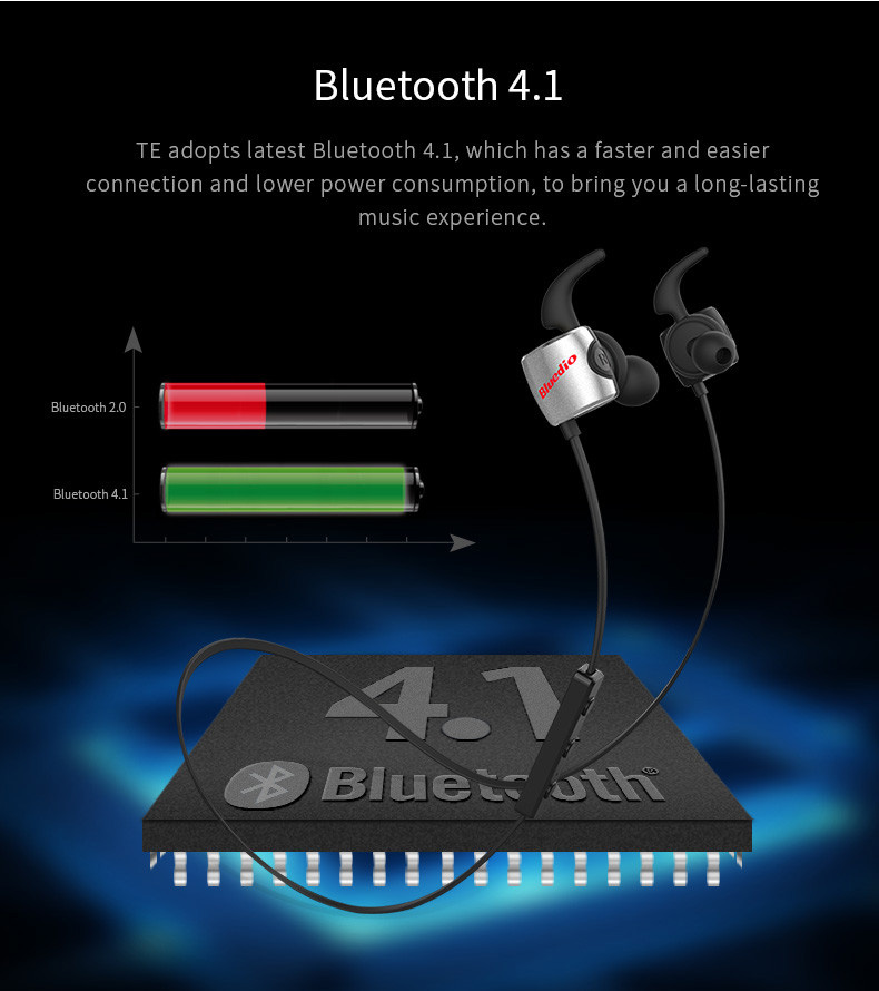 Bluedio TE Wireless Bluetooth Sport Headphones with Mic Double-cavity Sweatproof - Red