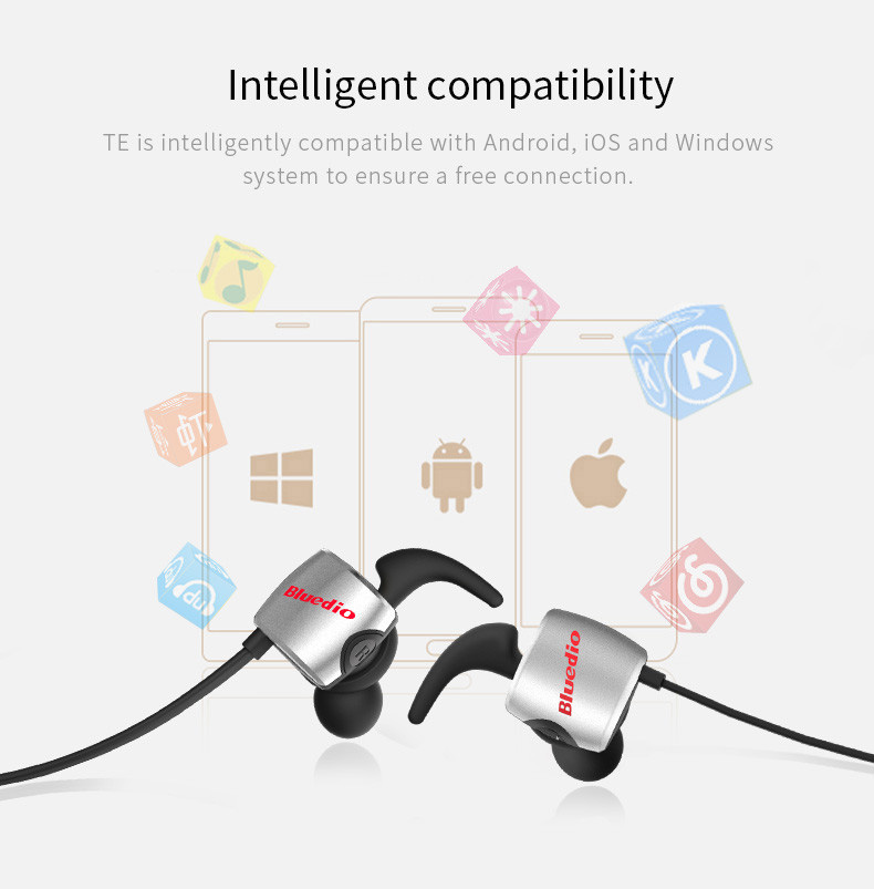 Bluedio TE Wireless Bluetooth Sport Headphones with Mic Double-cavity Sweatproof - Red