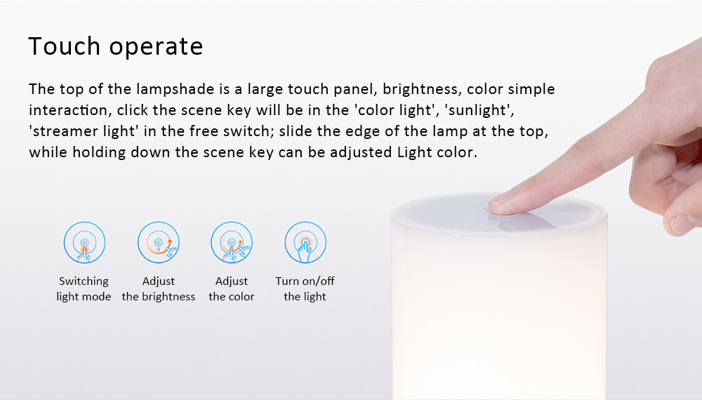 Xiaomi Mijia Bedside Lamp Bluetooth WiFi Connection Touch Control 300Lm 16 Million RGB Color 10W 1700k ~ 6500k - White / Upgraded Version
