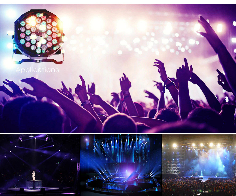 36W RGB LED Backlight Stage Lamp Decoration Night Light Flat Par Light for Party -Black