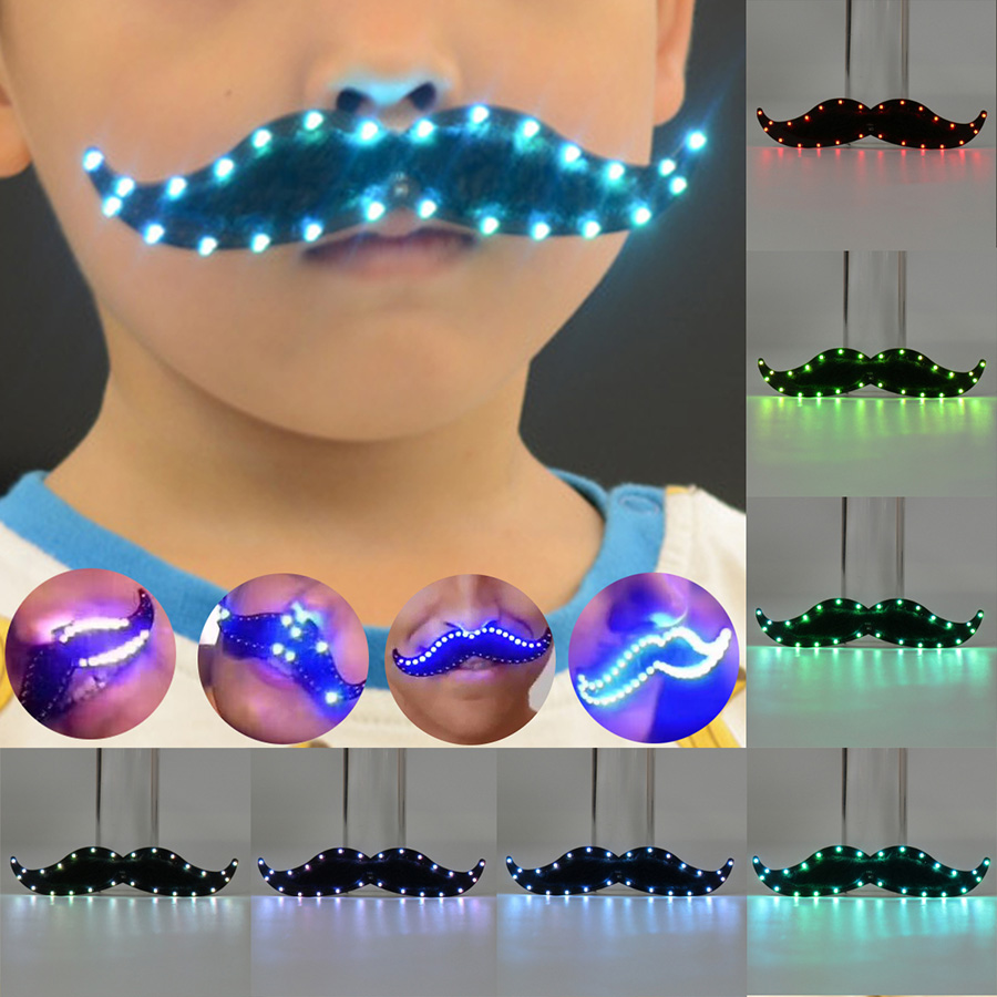 LED Glowing Beard Mustache Carnival Halloween Christmas Cosplay Toys