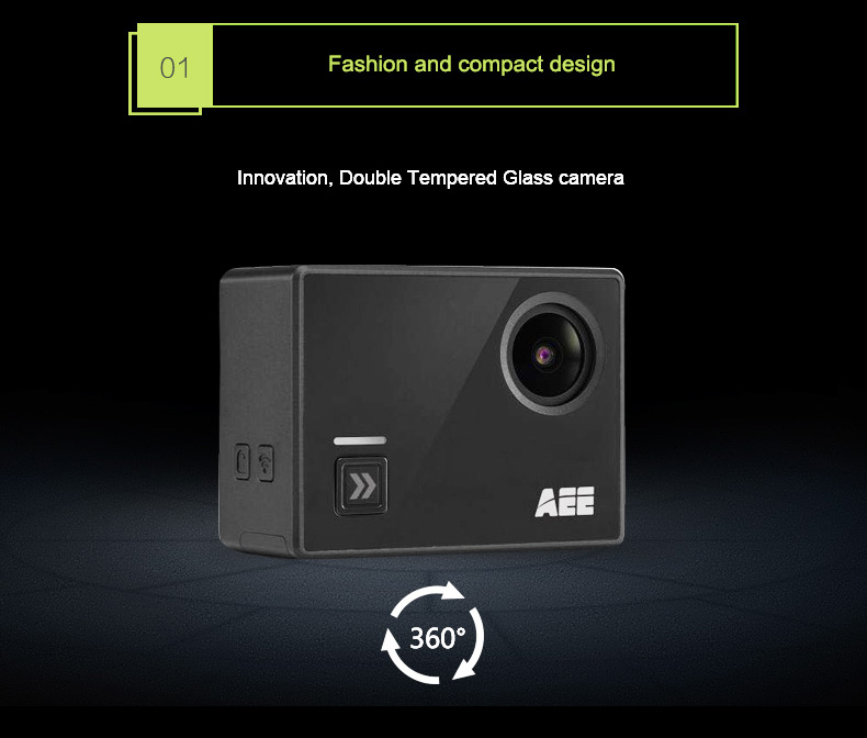 AEE LYFE SHADOW Ambarella A12 Sony IMX078 Diving Action Camera 4K 30FPS WiFi 140 Degree Wide Angle 1050mAh - Black