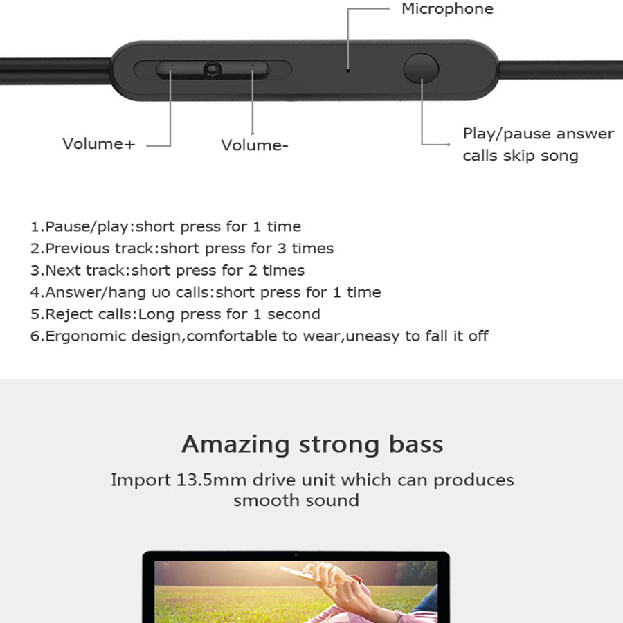 UIISII U1 In-ear Wired Earphones with Mic Heavy Bass Noise Reduction - Black