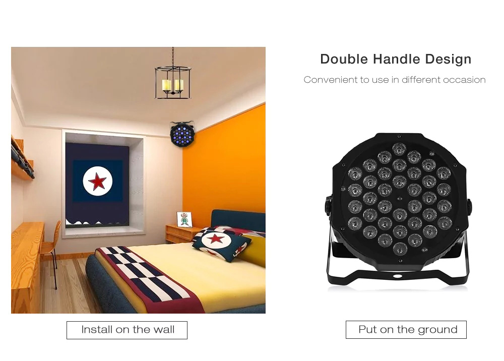 36W RGB LED Backlight Stage Lamp Decoration Night Light Flat Par Light for Party -Black