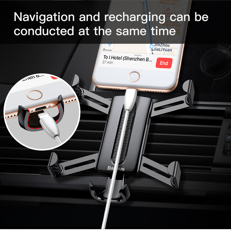 Baseus Gravity Car Phone Holder Bracket Car Air Vent Mount Holder - Silver
